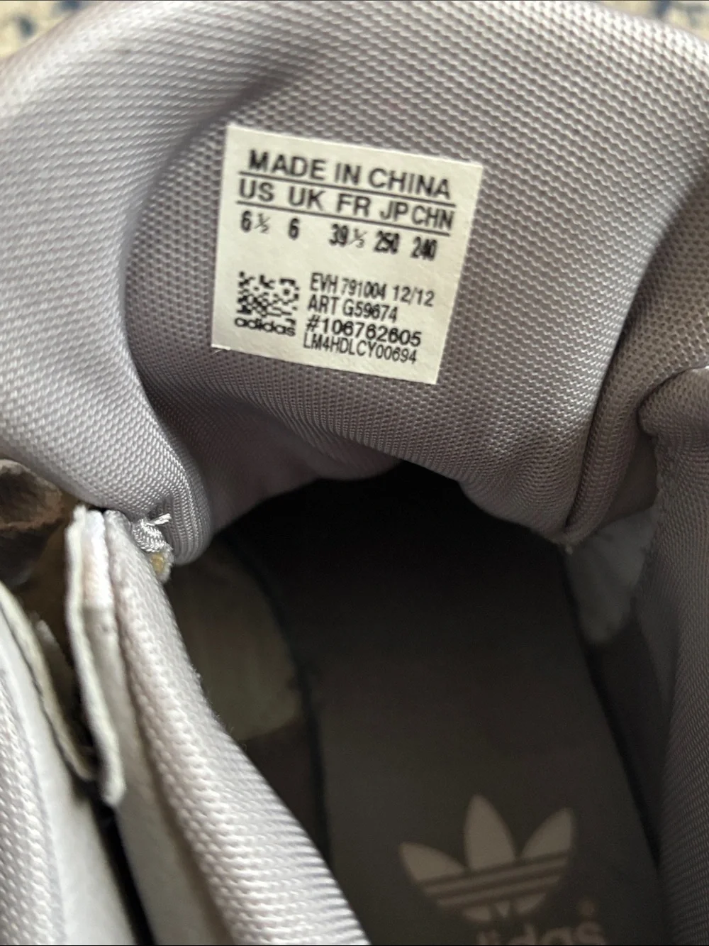 adidas Women's Light Gray High-Topu Sneakers with White Stripes Size 6.5
